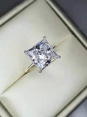 9.27 Ct Swarovski Zirconia Square Cut Solitaire Ring 925 Sterling Silver SIZES • £39.99