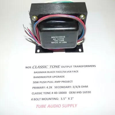 Classic Tone Nos Bassman Output Transformer 2/4/8 Ohm Taps Paper Layer Usa • $119