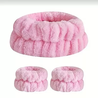 Womens Spa Headband Skincare Hairband Make Up Hair Band Sponge With Wristbands • £4.85