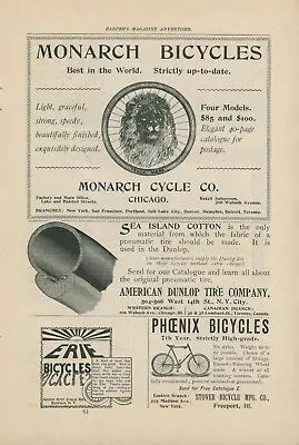 1895 Monarch Cycle Co Bicycles Vintage Ad Bike Lion In Wheel Chicago IL Biking • $13