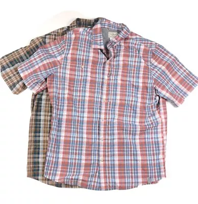 Lot 2 L. L. Bean Men's Cool Weave Shirt Fishing Hiking Vented Plaid Medium UPF • $9.99