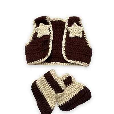 $13 • Buy Newborn Baby COWBOY Knitted Photo Shoot Prop | Vest & Boots Infant Set