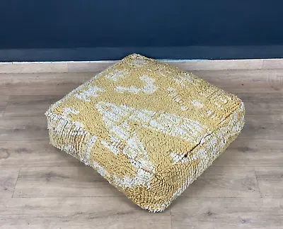 Moroccan Wool Pouf Floor Vintage Moroccan Ottoman Yoga Meditation Cushion • $109