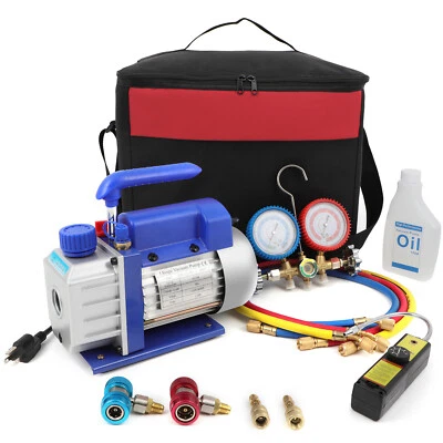 $127.56 • Buy 4CFM 1/3 HP HVAC Vacuum Pump,R134a HVAC AC Manifold Gauge Set And Leak Detector