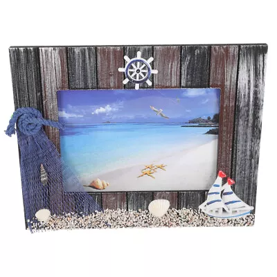 Mediterranean Nautical Wood Picture Frame - Ocean Theme-SK • £16.25