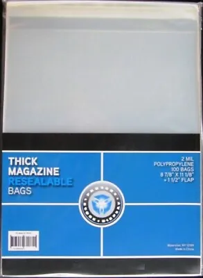 CSP THICK MAGAZINE BAGS PROTECTOR 100 COUNT NIP 8 3/4  X 11 1/8  + 1 1/2  FLAP  • $7