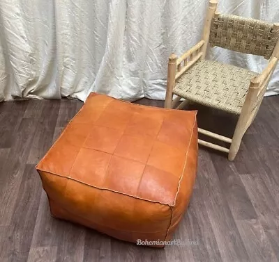 Square Ottoman Pouffe Moroccan Goat Leather 30'' Unstuffed Ottoman New Relaxing • $152