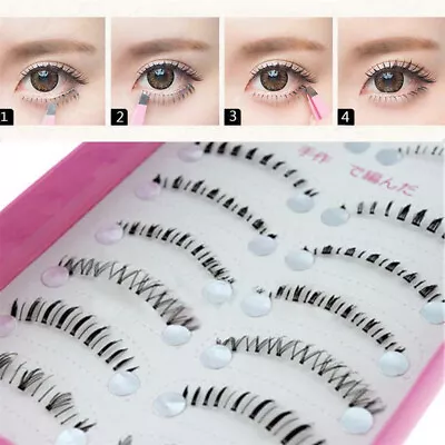 10 Pairs False Eyelashes Thick Lower Fake Eye Lashes Set 3D Mink Makeup Cosplay  • £3.41