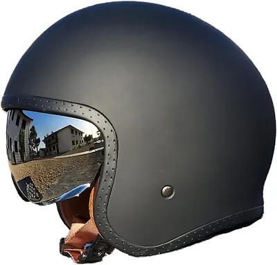 Vega Helmet V8 Retro Open Face Helmet DOT & ECE Safety With Mirror Chrome • $94.99