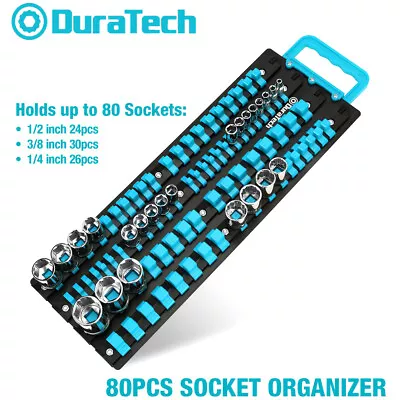 DURATECH 80PC Socket Holder Organizer 1/4  3/8  1/2  Drive Socket Organizer Tray • $27.99