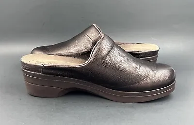 Mephisto Leather Brown Metallic Satty Mule Clog Women's Comfort Shoes EU 41 US 9 • $38.40