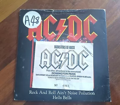 ACDC Record & Ticket Monsters Of Rock Rock And Roll Ain't Noise Pollution Vinyl • $35