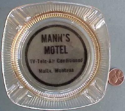 1960s Era Malta Montana Mann's Motel / Hotel Amber Tinted Glass Ashtray-VINTAGE! • $11.99