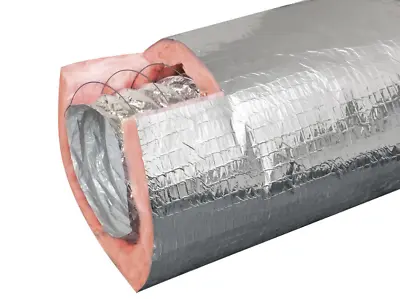 $120.55 • Buy 8-in X 25-Ft Insulated Flexible Round Flex Duct Tube R8 Heating/AC Vent Venting