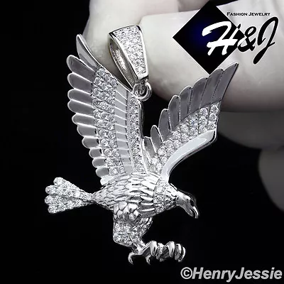 Men 925 Sterling Silver Icy Bling Cubic Zirconia Hiphop 3d Eagle Pendant*sp149 • $39.99