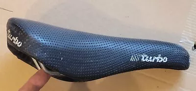 1980s Vintage Bike Selle Italia Turbo Perforated Leather Saddle Black Rare • $94.50