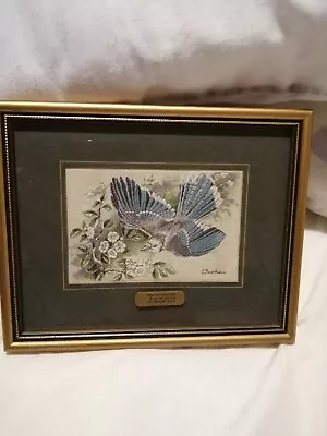 £6 • Buy Lovely Little J & J Cash Limited Woven Silk Blue Jay Bird Picture