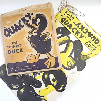 C.1940 Badger Cutouts Quacky The Pup-Pet Duck Cardboard Toy Marionette Unused • £67.48