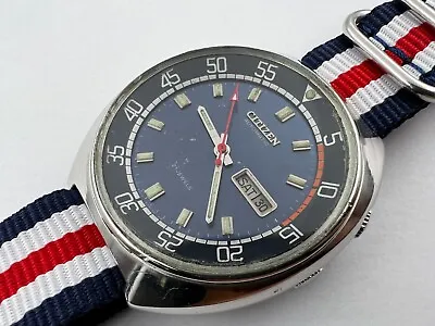 Vintage CITIZEN Navigator Jumbo 51-1811 Blue Dial Automatic Cal 8200A - 43 Mm • $190