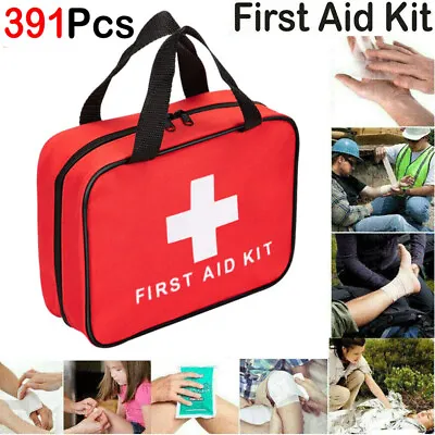 391 Piece First Aid Kit Medical Emergency Travel Home Car Taxi Work 1st Aid Bag • £20.48