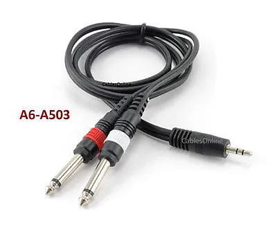 3ft 3.5mm Stereo Male To Dual 1/4  Mono Male Plug Cable - CablesOnline A6-A503 • $7.99