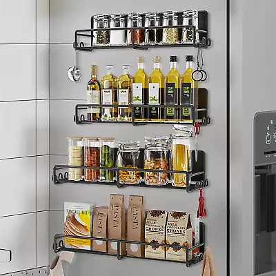 Magnetic Spice Rack Organizer For Kitchen Refrigerator Storage With Hooks 4PCS • $31.99