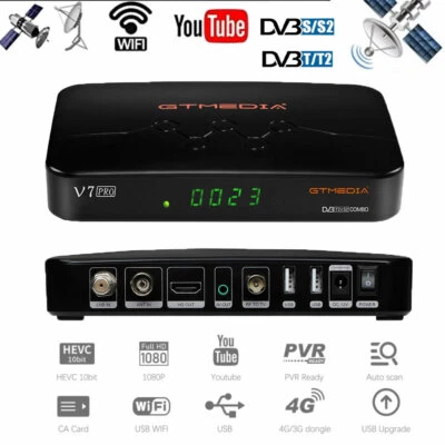 $36.99 • Buy FTA Satellite Receiver Galaxy 19,HEVC DVB-S2 V7PRO Sat Decoder +USB WiFi Antenna