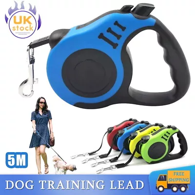 £5.99 • Buy Strong Long Retractable Dog Leads Locking Extending Tape Cord Head Collars M/l