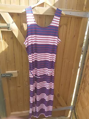 Studio Multicoloured Striped Tie Waist Vest Maxi Dress UK20/22 BN Viscose • £8.99