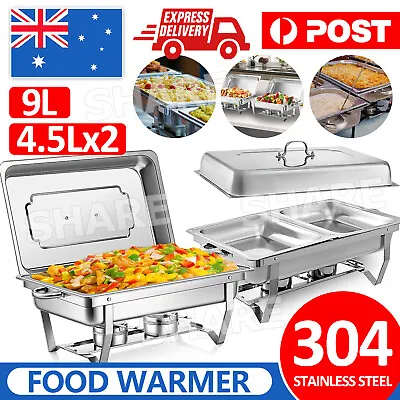 9L/4.5L*2 Multi Stainless Steel Bain Marie Chafing Dish Buffet Food Warmer AU • $34.85