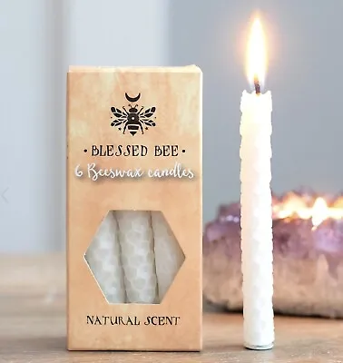 6 Pack Blessed Be Beeswax Spell Candles White Happiness  Uk Seller • £4.73