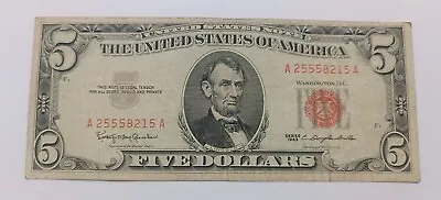 1963 Red Seal $5 Dollar Note • $9.50