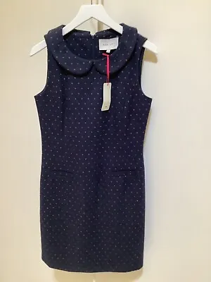 £24.99 • Buy Kew.159  New Tags Dark Blue Srraifht Dress Pink Dots Size 10