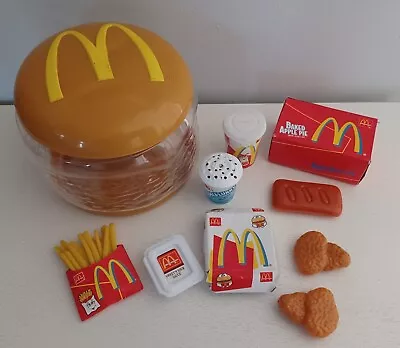 Vintage 2003 McDonald's Toy Play Food In Hamburger Container With 10 Pieces  • $50