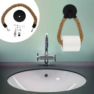 Nautical Rope Toilet Paper Holder Towel Ring Curtain Holdback Rustic Beach Decor • £13.99