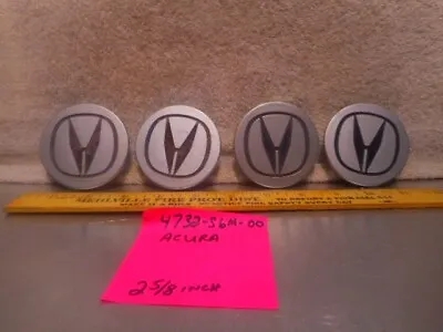 4732 S6M 00 Acura 2 5/8 Inch Silver & Black Painted Center Caps Set Of 4 • $20