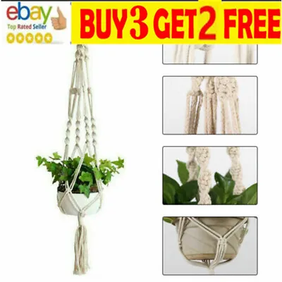 £5.99 • Buy Macrame Plant Hanger Flower Pot Holder Hanging Jute Rope Wall Art GardYU