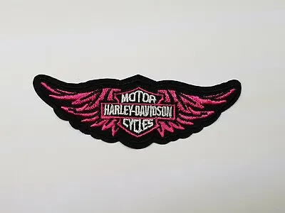 PINK HARLEY DAVIDSON Iron On Or Sew On Biker Patch Motorcycle Wings Badge Shield • $6.99