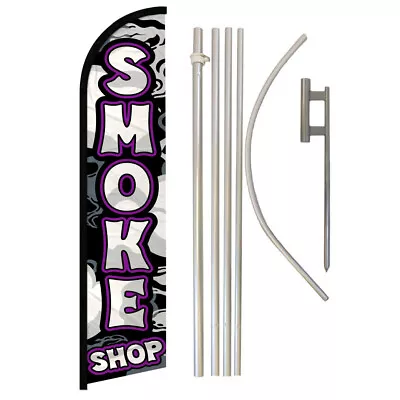 Smoke Shop Windless Banner Swooper Advertising Flag Pole Kit Smoke Shop Vape • $79.95