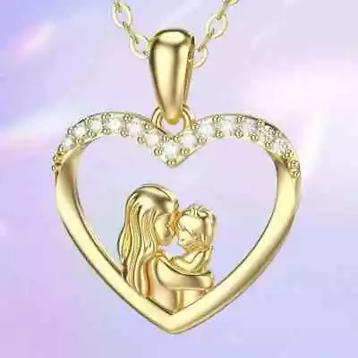 1Ct Round Cut Lab Created Diamond  Mom & Baby   Pendant  14K Yellow Gold Plated • $109.19