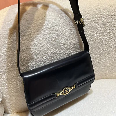 Auth Celine Black Leather Vintage Women's Classic Fashion Clutch Shoulder Bag • $688
