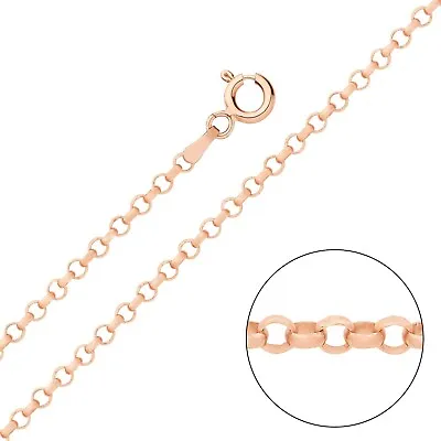 9ct Rose Gold On Silver Belcher Chain Necklace 2.5mm 16  18  20  22  24  26  30  • £18.95