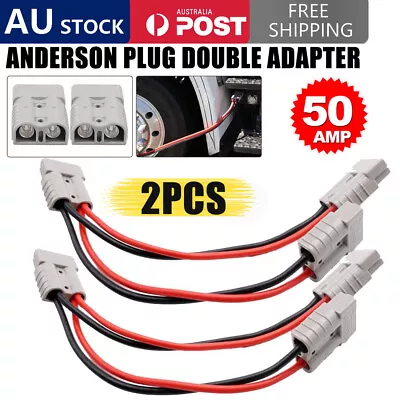 2pcs 50 Amp Anderson Plug Connector Double Y Adaptor 1 To 2 6mm Automotive Cable • $18.99