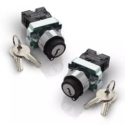 - 2 Position Maintained Selector Rotary Key Switch - Self-Lock Switch 22Mm Moun • $31.70