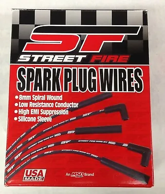 $62.99 • Buy MSD 5552 Plug Wire Kit-Street Fire Spark Plug Wires For V8- Universal 90 HEI 8MM