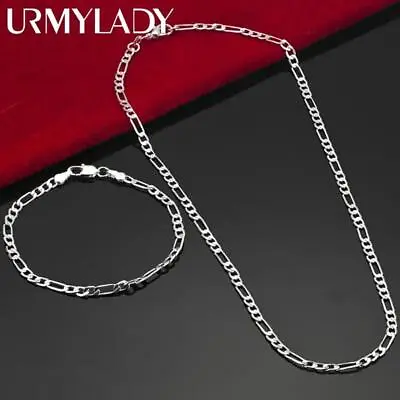 Sterling Silver 925 Chain Necklace And Bracelet Cuban Cut Real Men Women Solid • $6