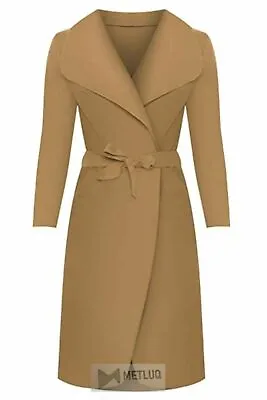£16.99 • Buy Ladies Womens Italian Waterfall Coat Belted Oversized Duster Drape Trench Coats