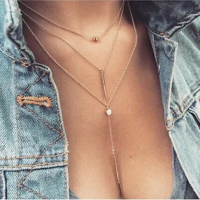 Fashion Necklaces Alloy Women Choker Gold Color Crystal Pendant For Ladies Gift • £3.21