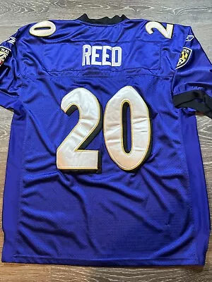 Reebok On Field #20 Ed Reed Stitched Baltimore Ravens Jersey Purple Mens Size 50 • $50