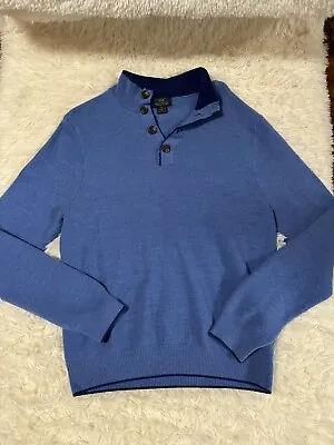 Brooks Brothers Men Merino Wool Button-Up Sweater Pullover Size XL Blue Preppy • $18.69